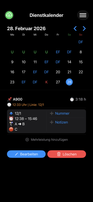 Dienstkalender Z Monatsansicht